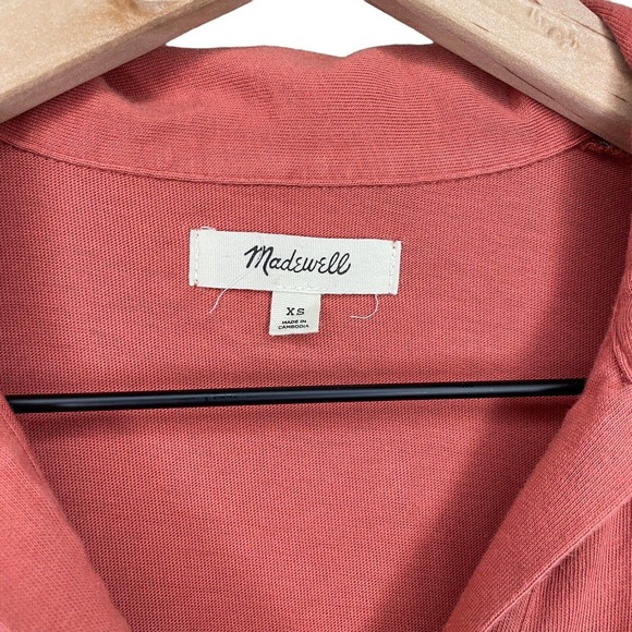 Madewell Women’s Coral Orange Relaxed Polo Tee 100% Cotton XS Extra Small - Picture 3 of 6